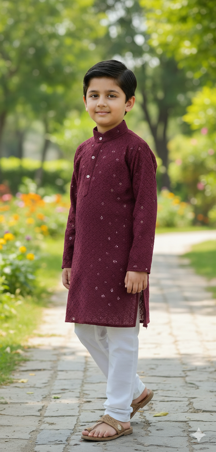 Regal Plum Boys Kurta Pajama