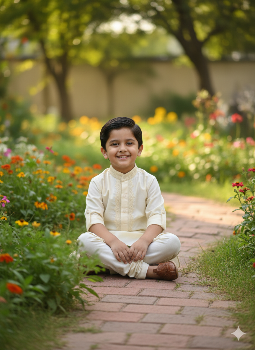 Light Beige Embroidery Kurta Pajama
