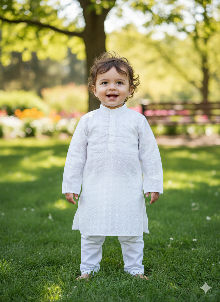 White Chikankari Kurta Set