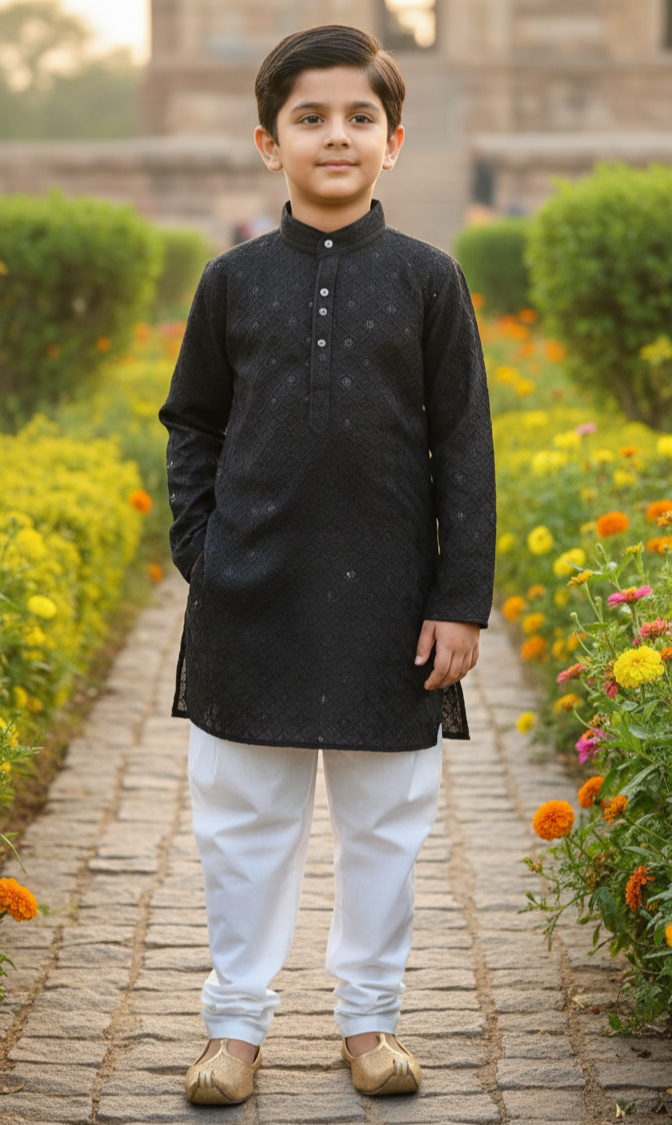 Regal Black Boys Kurta Pajama