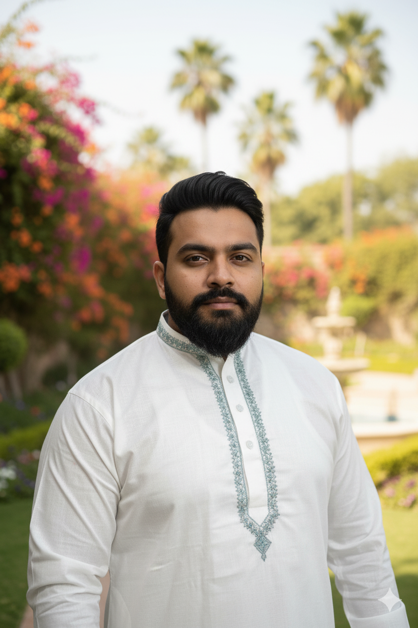 White Kurta with Embroidery