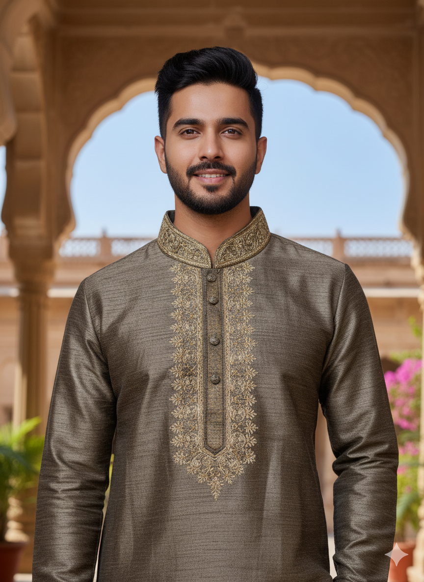 Autumn Dusk Embroidered Kurta & Pyjama