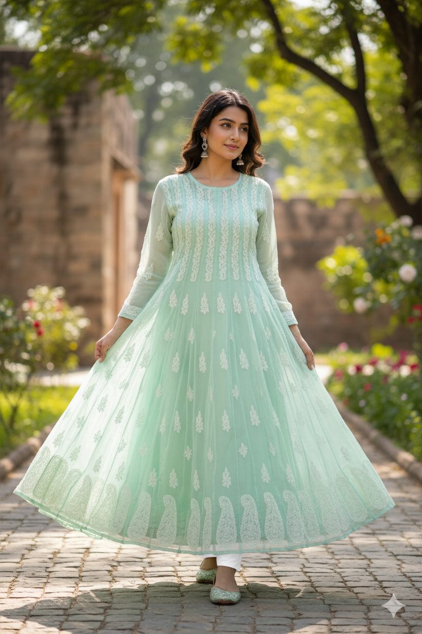 Noor-e-Neel Teal Anarkali