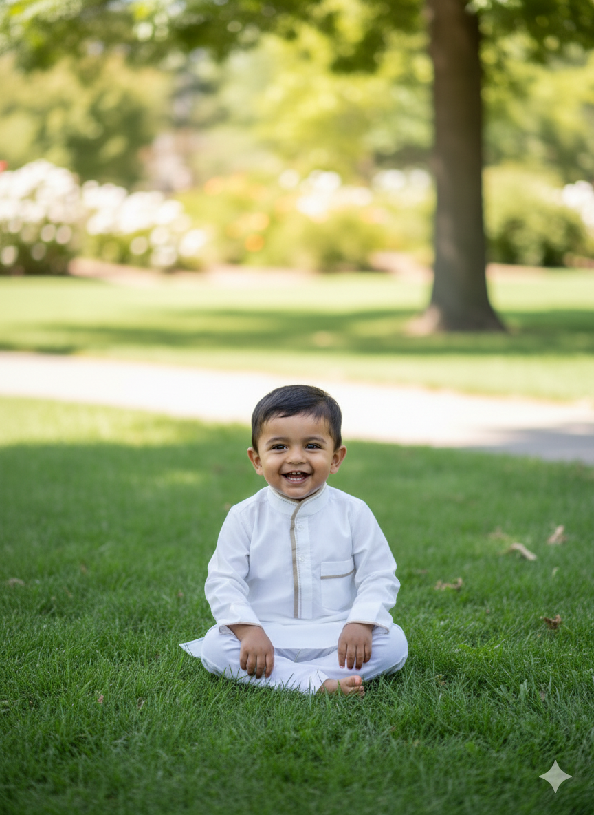 Classic White/Beige Piping Kurta Pajama