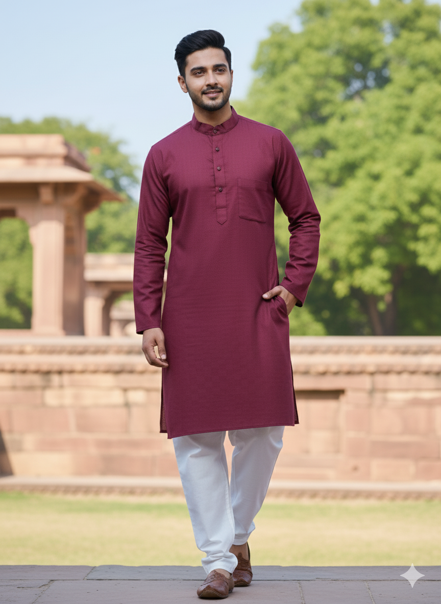 The "Crimson Calm" Comfort Kurta