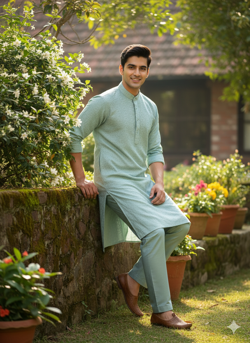 The Aqua Weave Chikankari Set
