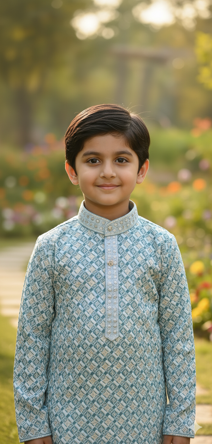 Azure Geo Boys Kurta Pajama