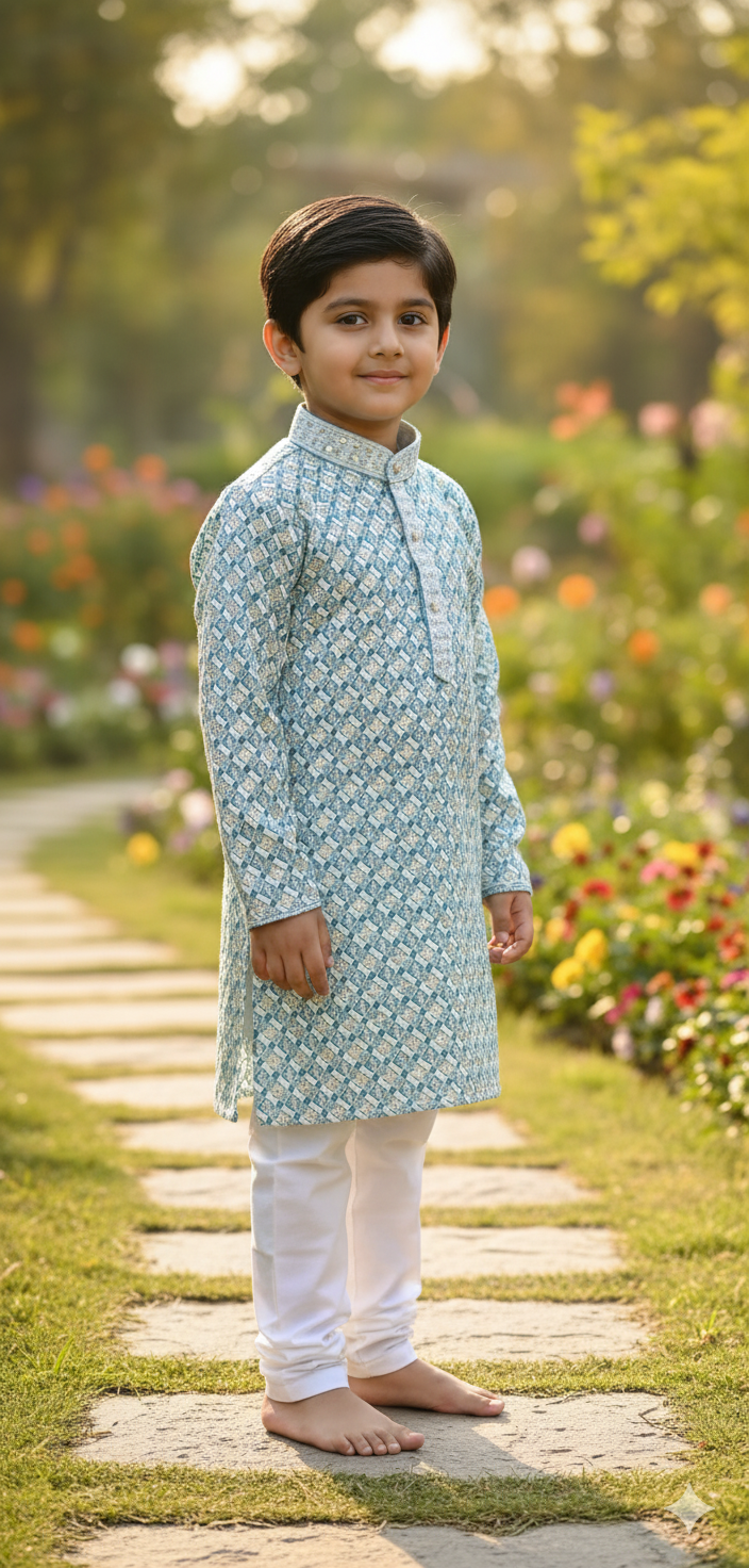 Azure Geo Boys Kurta Pajama