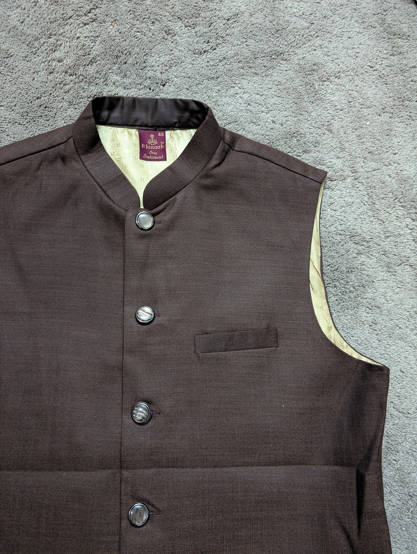 The Espresso Elegance Nehru Jacket / Sadri