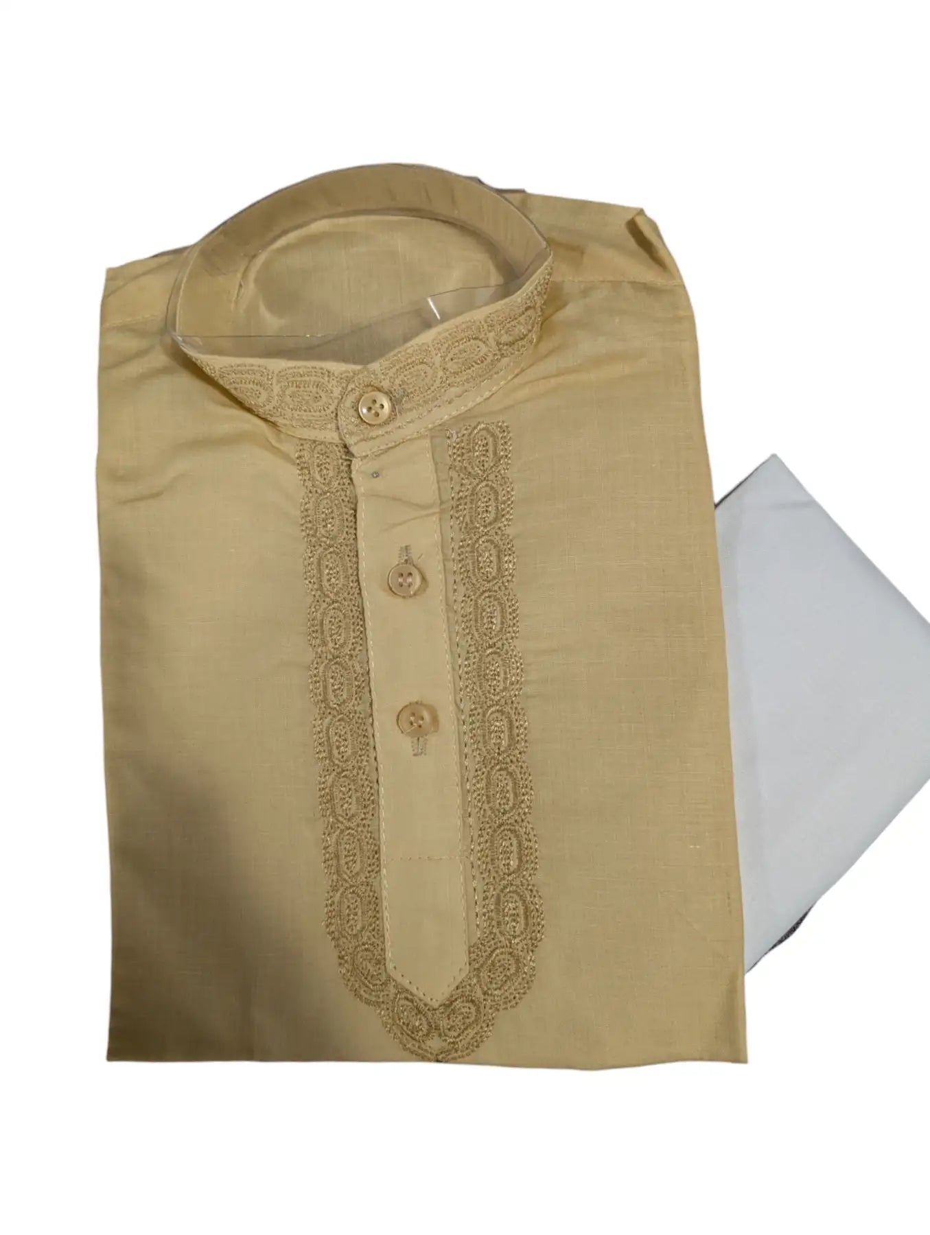 Biscuit Beige Kurta Pajama With Embroidery