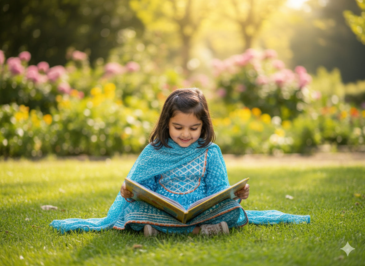 Coral Reef Bloom Girls' Cotton Gharara Set