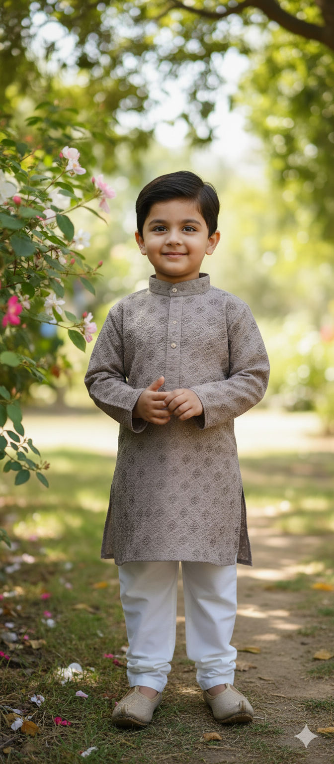 Icy Grey Boys Kurta Pajama