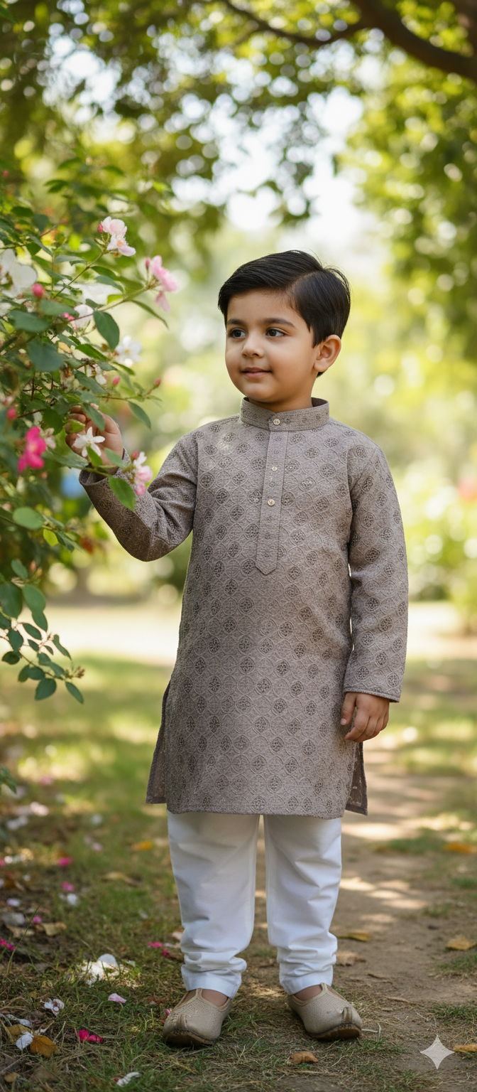 Icy Grey Boys Kurta Pajama