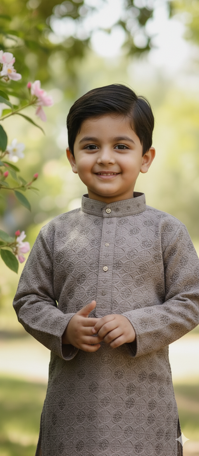 Icy Grey Boys Kurta Pajama