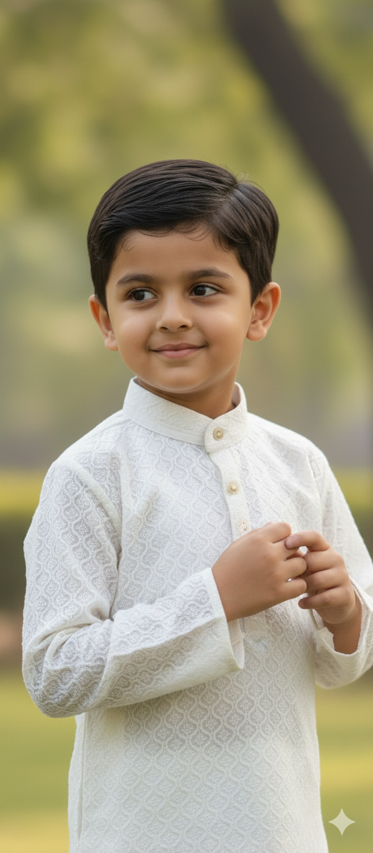 Regal White Boys Kurta Pajama