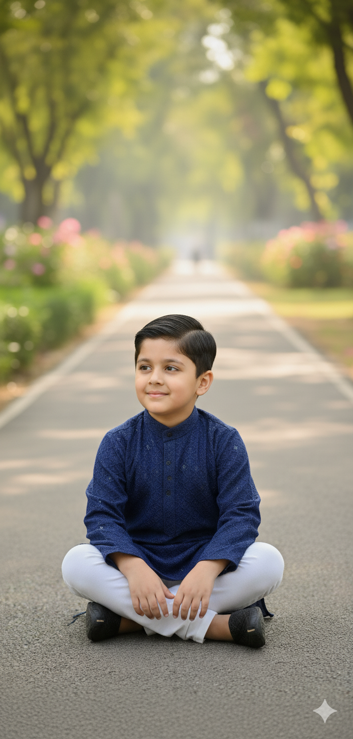 Regal Navy Boys Kurta Pajama