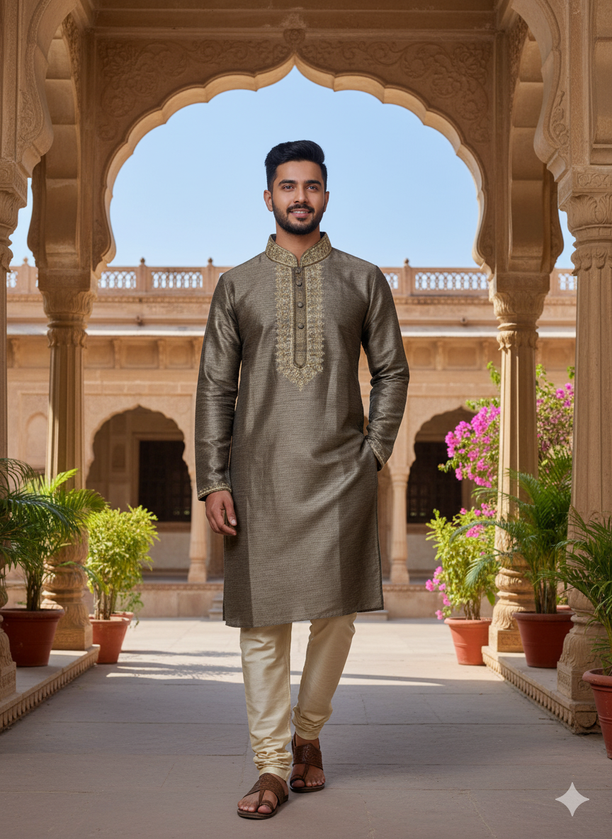 Autumn Dusk Embroidered Kurta & Pyjama