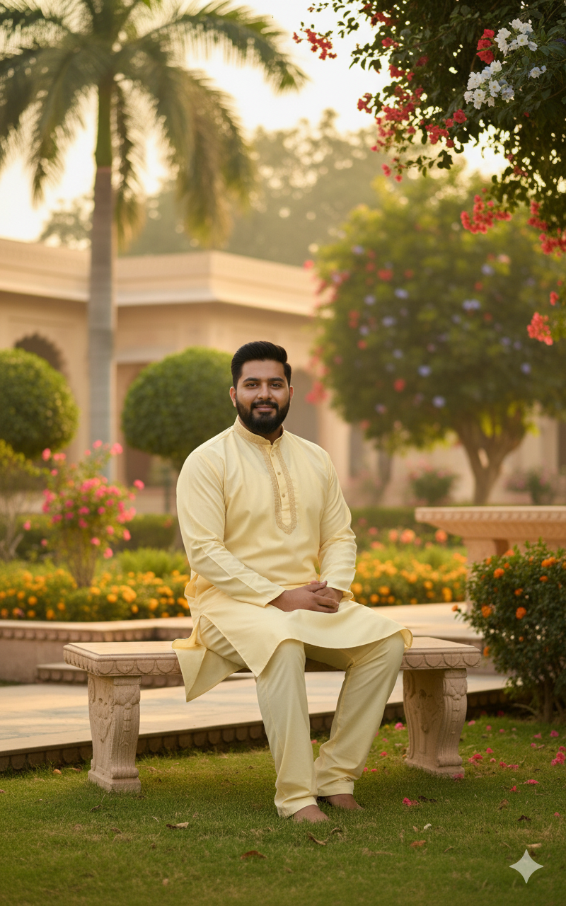 Beige Embroidered Kurta Pajama