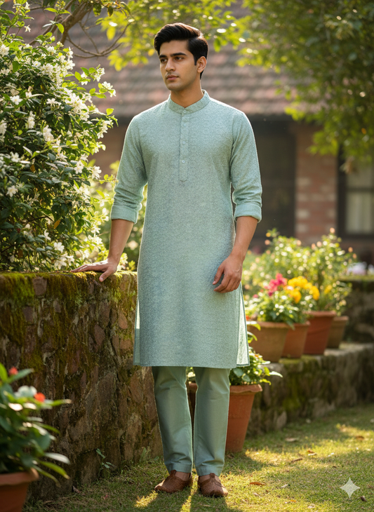 The Aqua Weave Chikankari Set