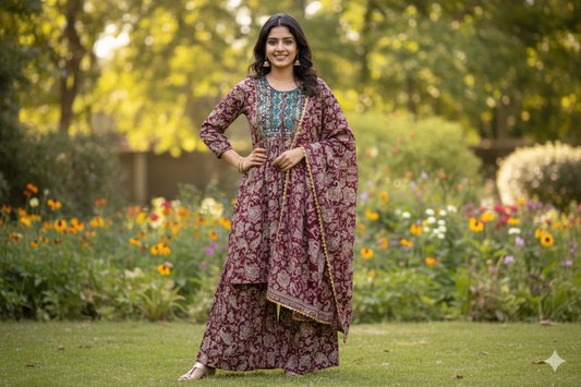 Crimson Caravan Gharara Set