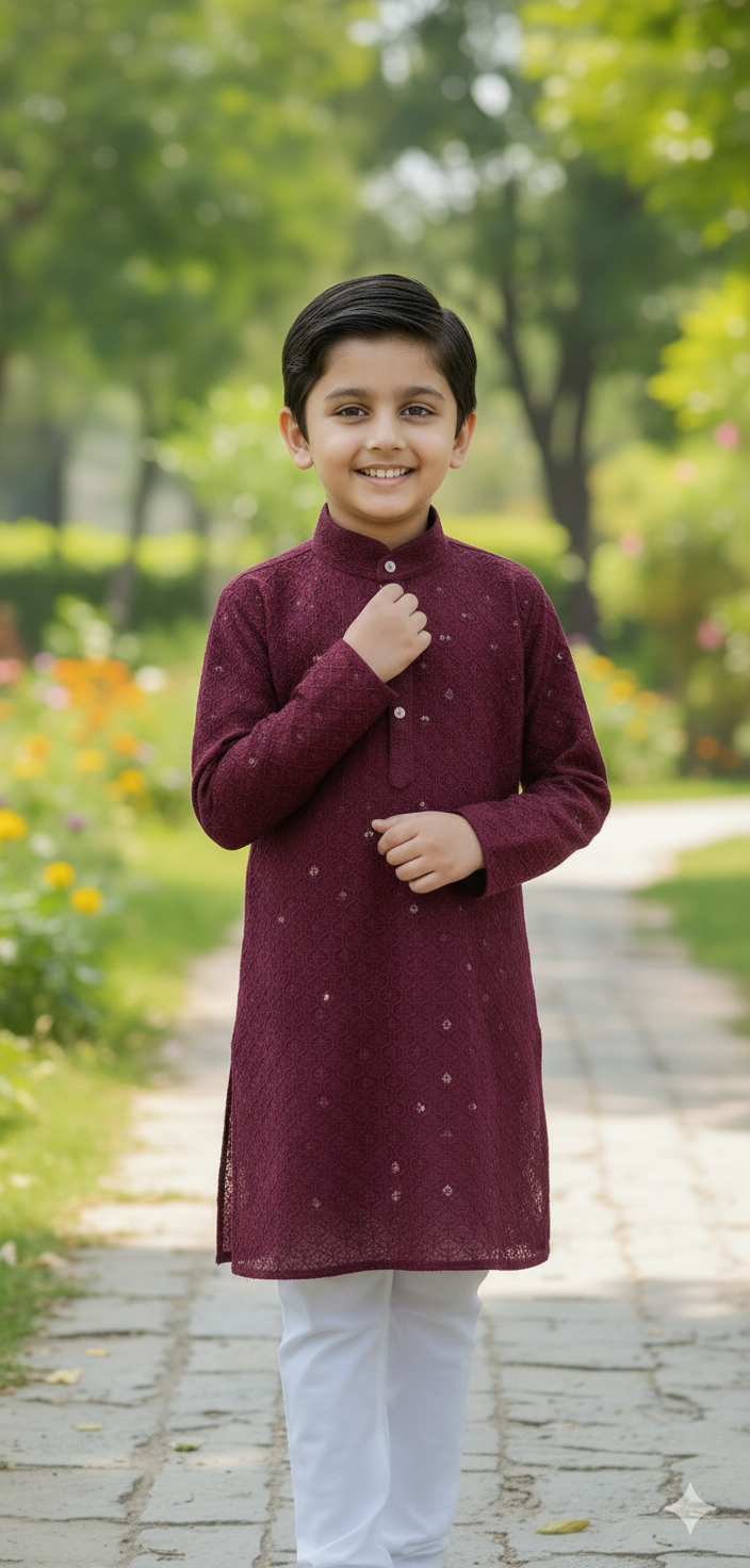 Regal Plum Boys Kurta Pajama