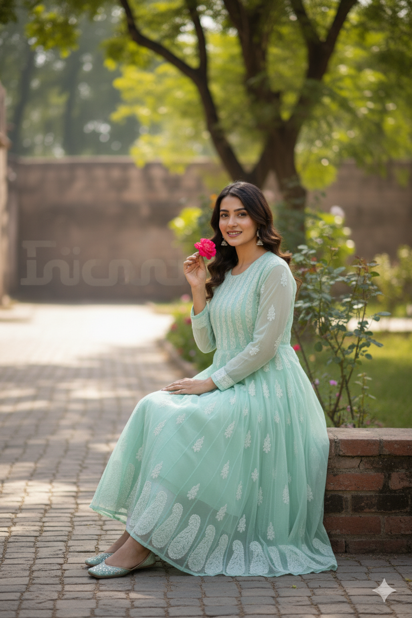 Noor-e-Neel Teal Anarkali