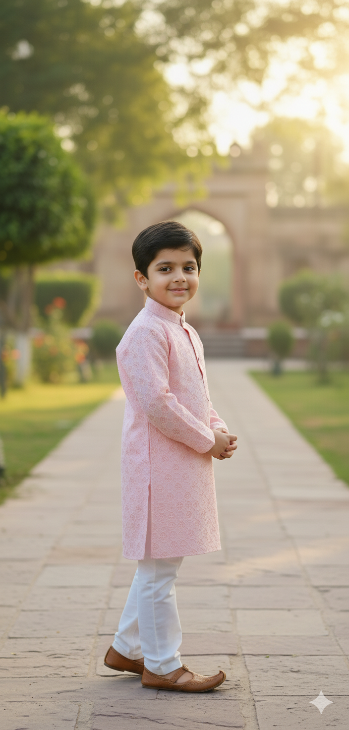 Icy Pink Boys Kurta Pajama