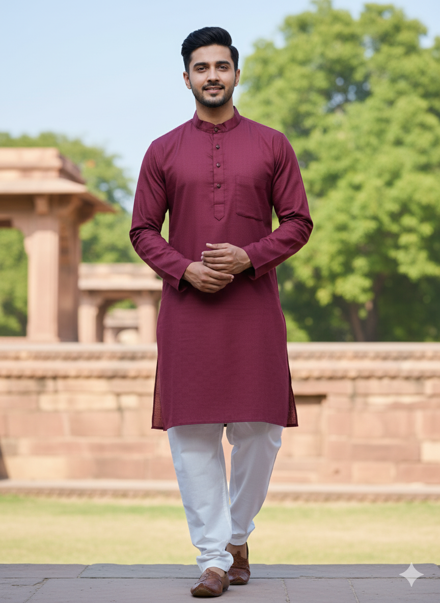 The "Crimson Calm" Comfort Kurta