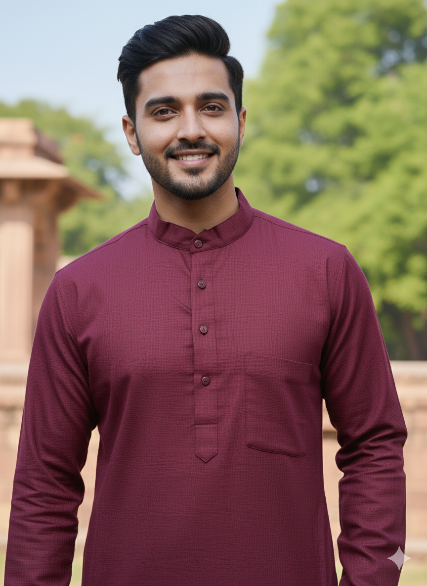 The "Crimson Calm" Comfort Kurta