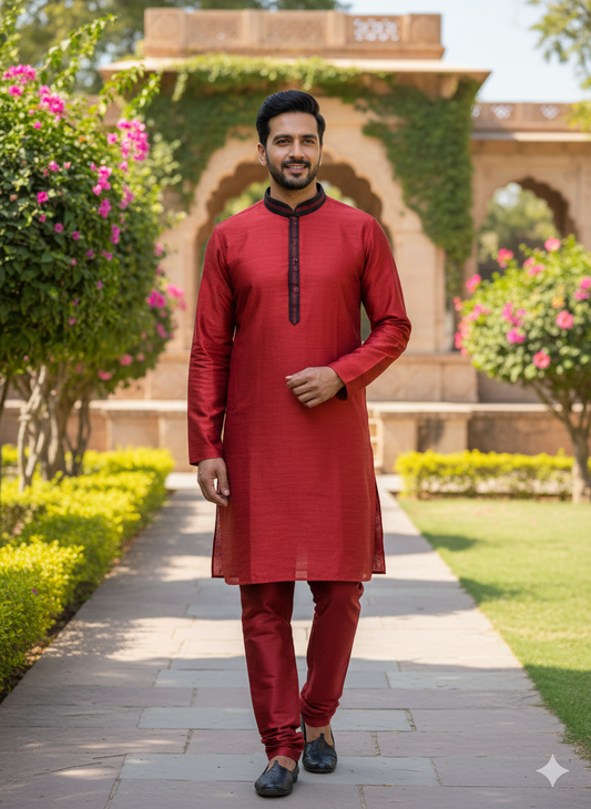 Ruby Weave Fusion Kurta Set