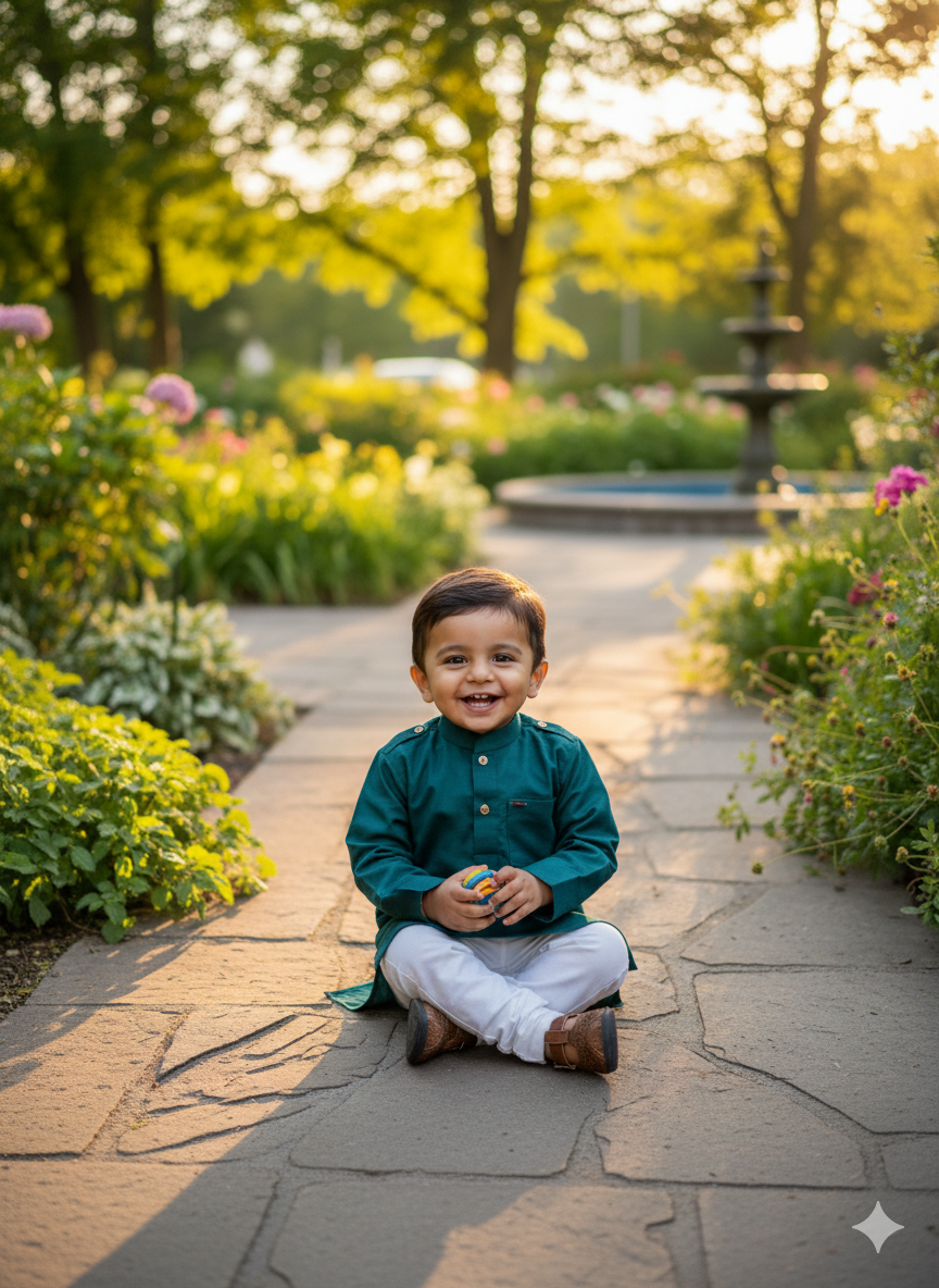 Forest Green Boys’ Sultan Kurta Pajama Set