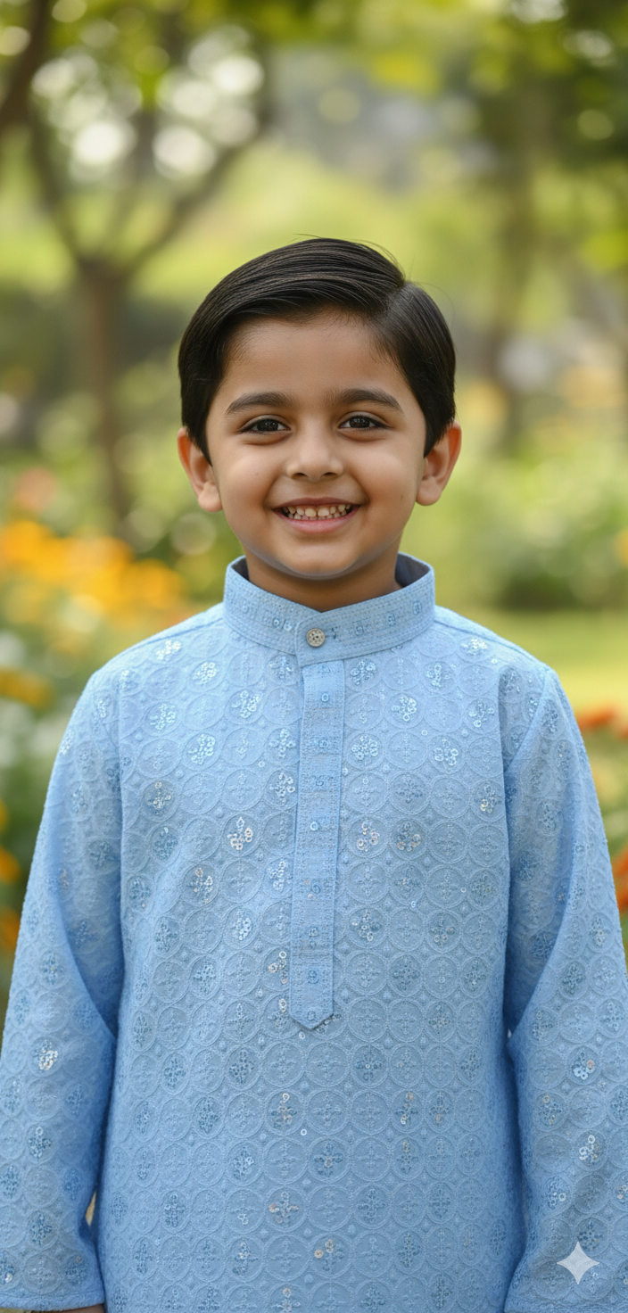 Icy Blue Boys Kurta Pajama