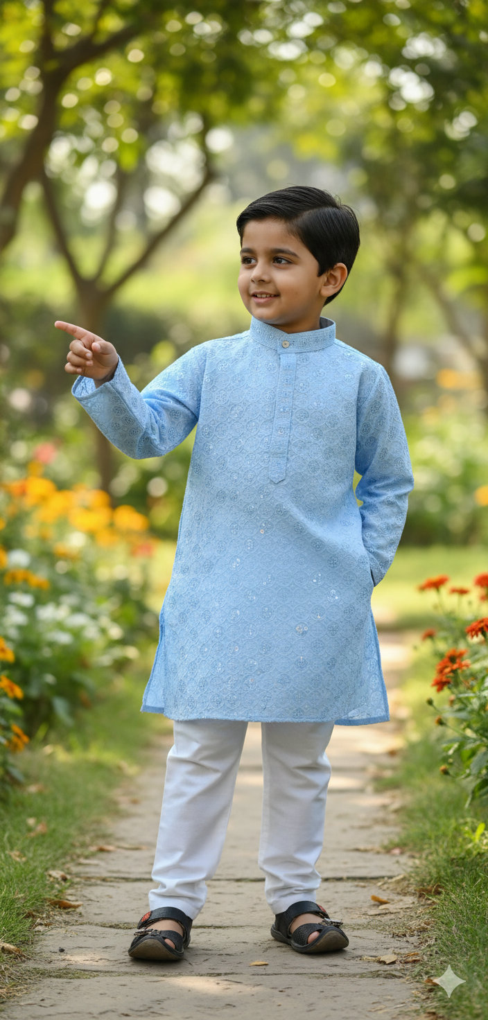 Icy Blue Boys Kurta Pajama