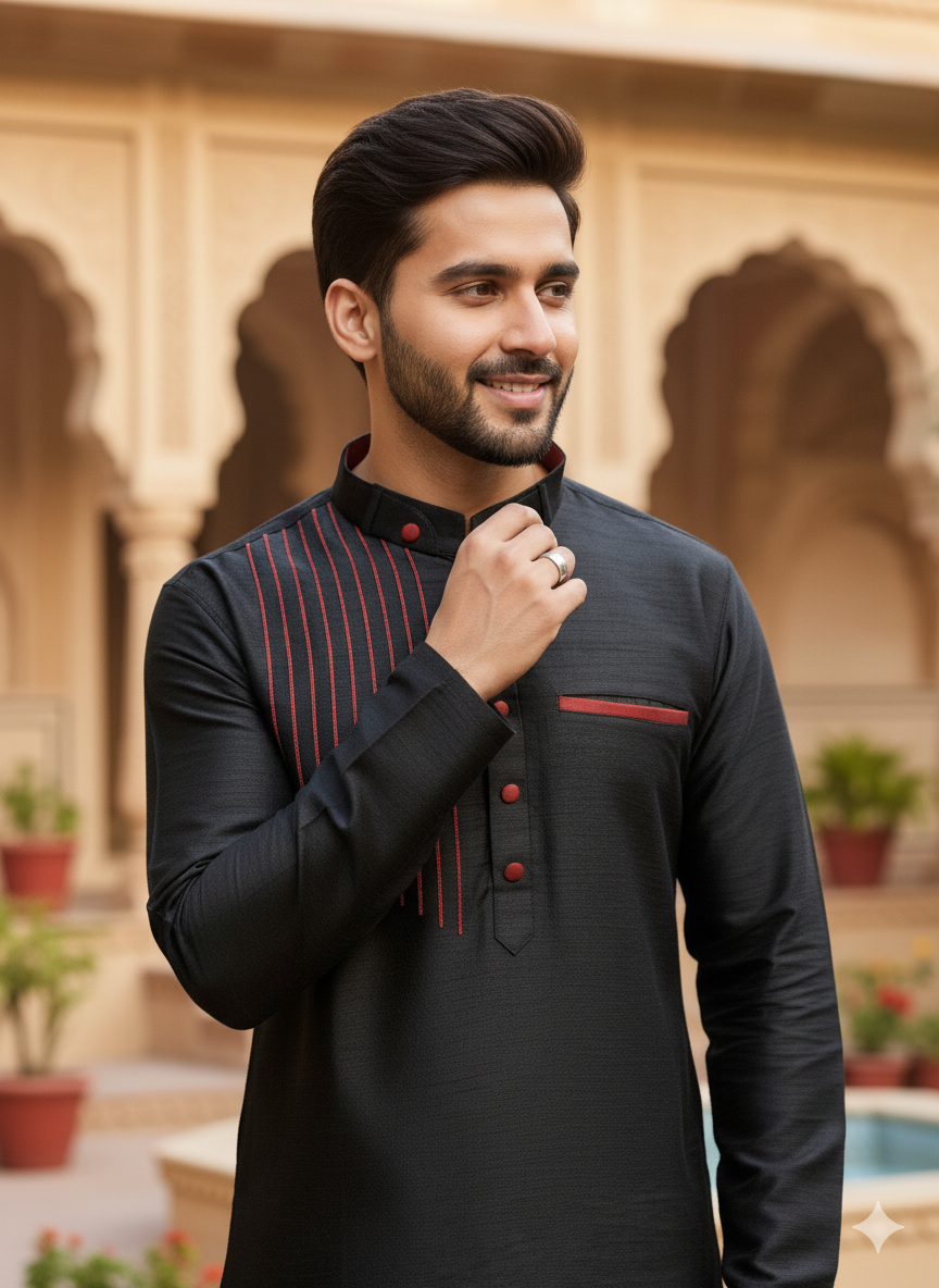 The Crimson Dash Kurta Set