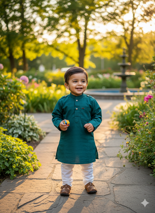 Forest Green Boys’ Sultan Kurta Pajama Set