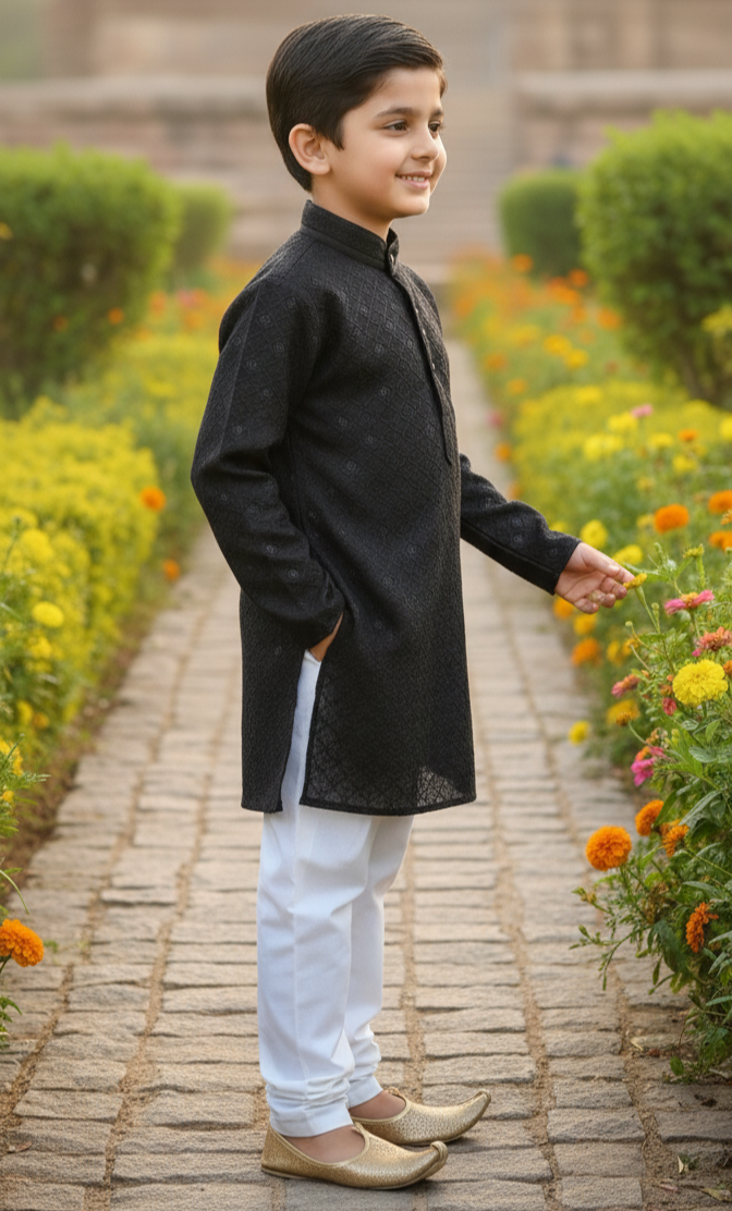 Regal Black Boys Kurta Pajama