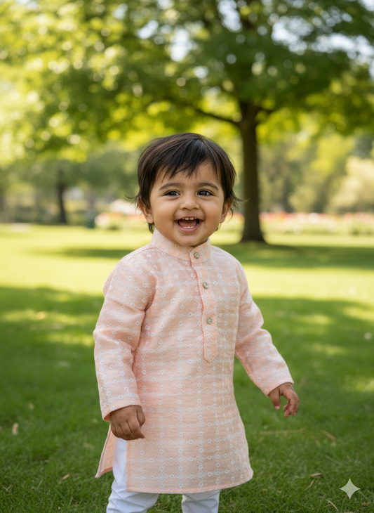 Peach Blossom Boys' Kurta Pajama Set