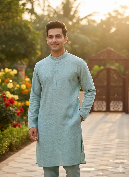 The Aqua Bloom Chikankari Set