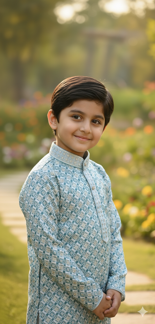 Azure Geo Boys Kurta Pajama