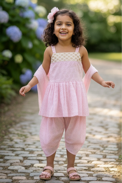 Rosé Chikankari Peplum Set