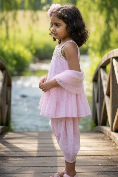Rosé Chikankari Peplum Set