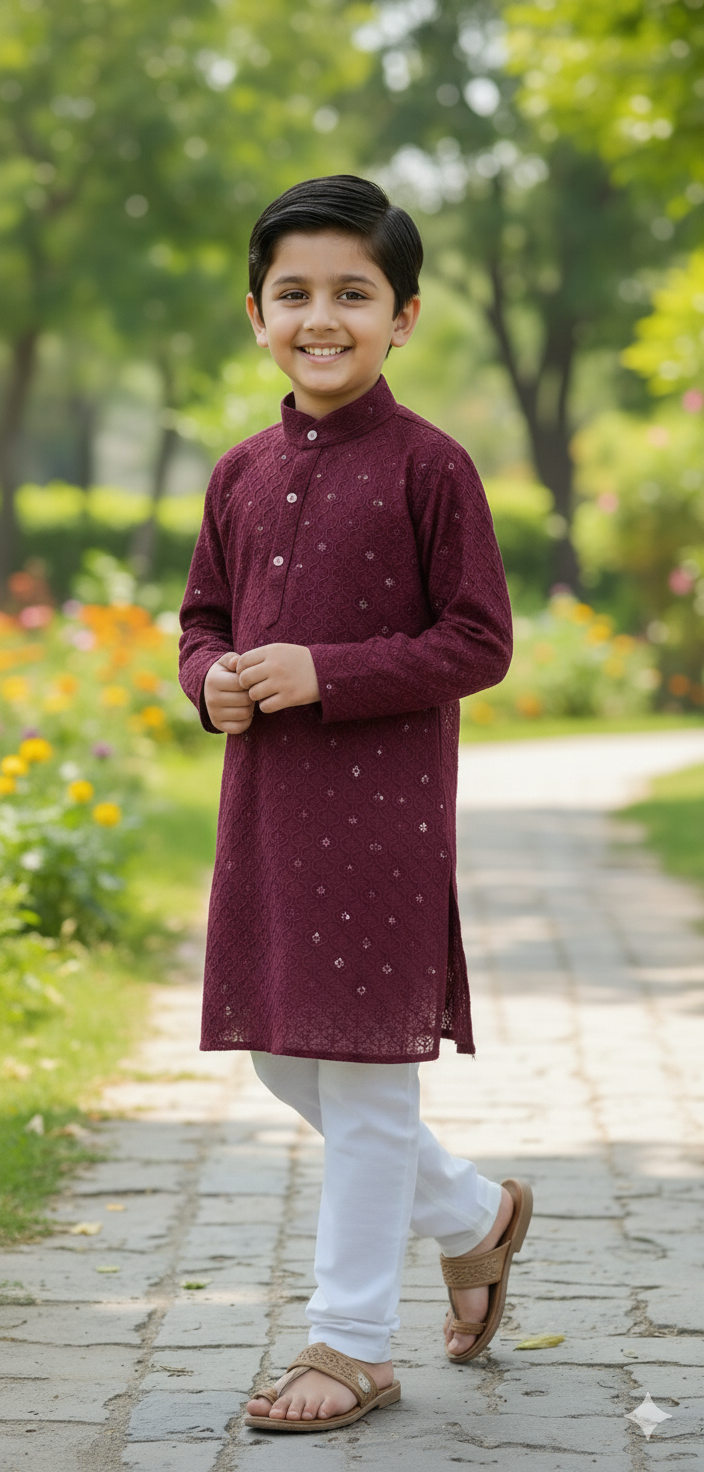 Regal Plum Boys Kurta Pajama