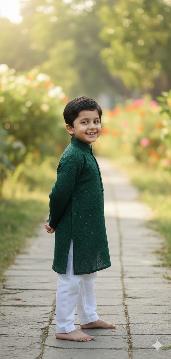 Regal Green Boys Kurta Pajama
