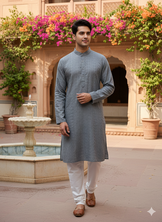 The Sterling Grid Kurta Set