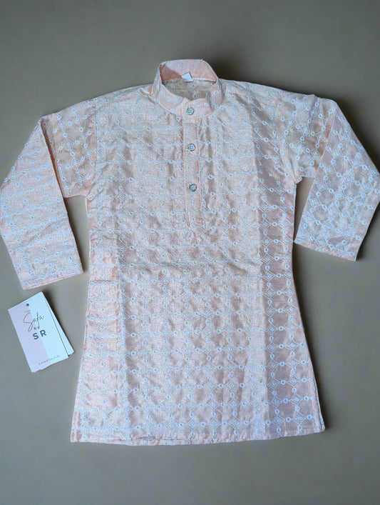 Peach Blossom Boys' Kurta Pajama Set