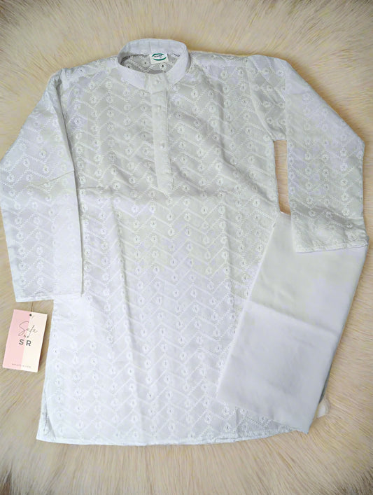 Elegant White Chikankari Kurta Set