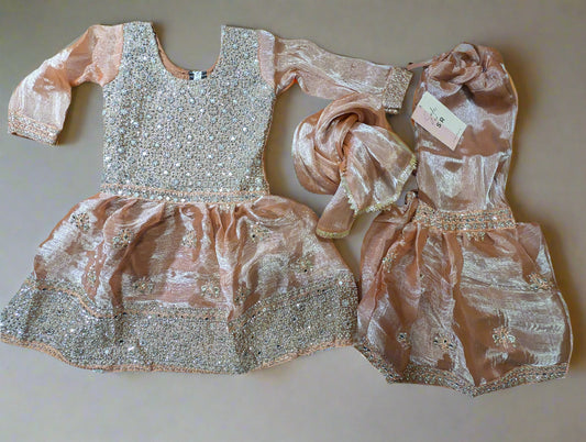 Rose Quartz Sparkle Girls' Gharara Set