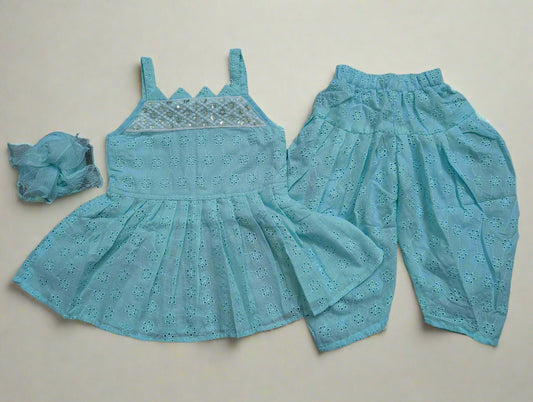 Periwinkle Chikankari Peplum Set