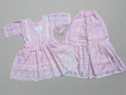 Pink Petal Dream Girls' Gharara Set