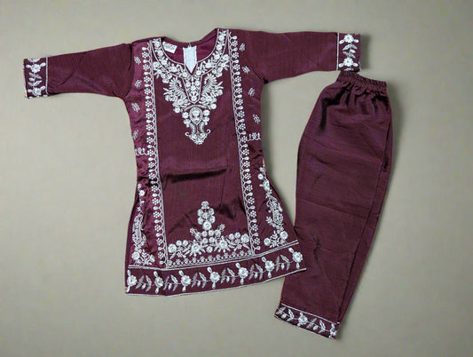 Regal Berry Girls' Embroidered Set